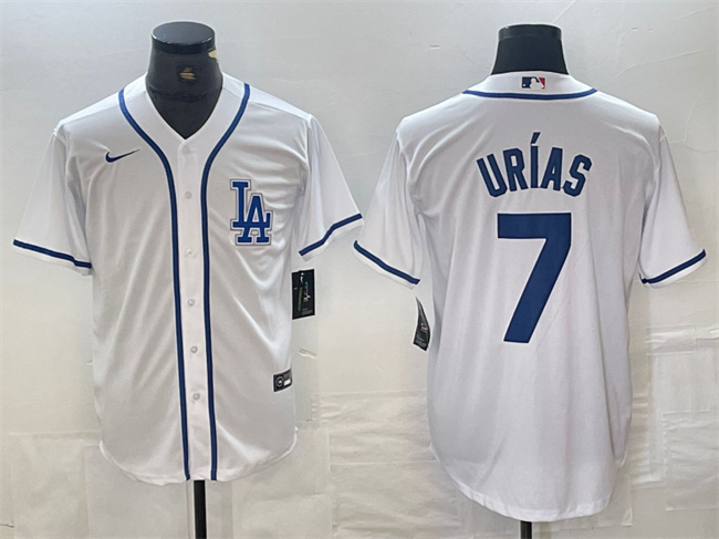 Men's Los Angeles Dodgers #7 Julio Urías White Cool Base Stitched Baseball Jersey